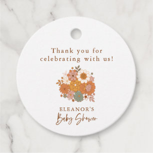 Personalisiert Baby Dusche Retro Earthy Boho Flora Geschenkanhänger