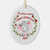 Personalisiert Baby Elephant 2020 erste Weihnachte Keramik Ornament (Rechts)