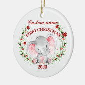 Personalisiert Baby Elephant 2020 erste Weihnachte Keramik Ornament (Links)