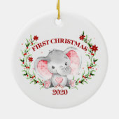 Personalisiert Baby Elephant 2020 erste Weihnachte Keramik Ornament (Hinten)