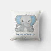 Personalisiert Baby Elephant Blue Gray Kinderzimme Kissen (Vorderseite)