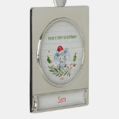 Personalisiert Baby Elephant Erste Weihnacht Banner-Ornament Silber (Rechts)