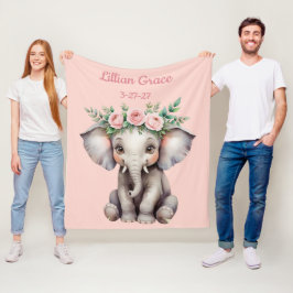 Personalisiert Baby Elephant Girl's Safari Kinderz Fleecedecke