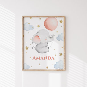 Personalisiert Baby Elephant Individuelle Name Poster