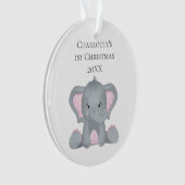 Personalisiert Baby Elephant Pink Baby 1. Weihnach Ornament (Vorderseite)