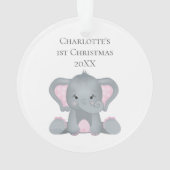 Personalisiert Baby Elephant Pink Baby 1. Weihnach Ornament (Rückseite)