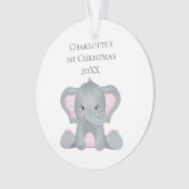 Personalisiert Baby Elephant Pink Baby 1. Weihnach Ornament (Vorderseite)