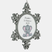 Personalisiert Baby Elephant Pink Baby 1. Weihnach Schneeflocken Zinn-Ornament (Links)