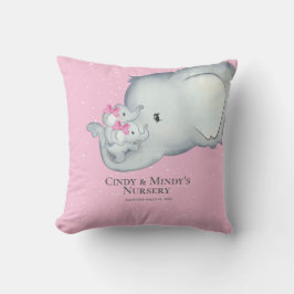 Personalisiert Baby Elephant Twins Mommy Kissen