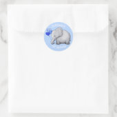 Personalisiert Baby Elephants 1. Geburtstag Party Runder Aufkleber (Tasche)