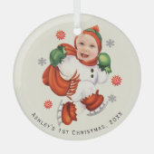 Personalisiert Baby Face Foto Chubby Santa Ornament Aus Glas (Vorderseite)