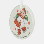 Personalisiert Baby Face Foto Chubby Santa Ornament Aus Glas (Vorderseite links)
