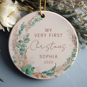 Personalisiert Baby First Christmas Boho Keramik Ornament