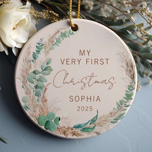 Personalisiert Baby First Christmas Boho Keramik Ornament