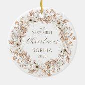 Personalisiert Baby First Christmas Boho Wildblume Keramik Ornament (Hinten)