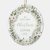 Personalisiert Baby First Christmas Forest Wreath Keramik Ornament (Links)