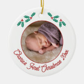 Personalisiert Baby First Christmas Foto Keramik Ornament (Vorne)