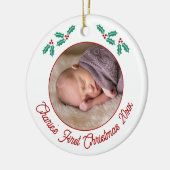 Personalisiert Baby First Christmas Foto Keramik Ornament (Links)