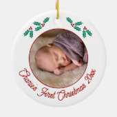 Personalisiert Baby First Christmas Foto Keramik Ornament (Hinten)