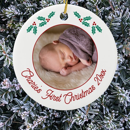 Personalisiert Baby First Christmas Foto Keramik Ornament