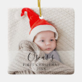 Personalisiert Baby First Christmas Foto Name Keramikornament (Vorderseite)