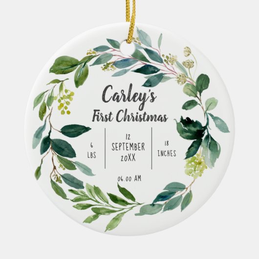 Personalisiert Baby First Christmas Keramik Orname Ornament (Vorne)
