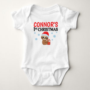Personalisiert Baby First Christmas Niedlich Sloth Strampler
