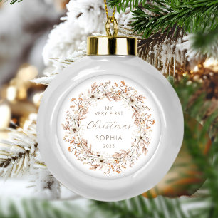 Personalisiert Baby First Christmas Wildblumen Keramik Kugel-Ornament