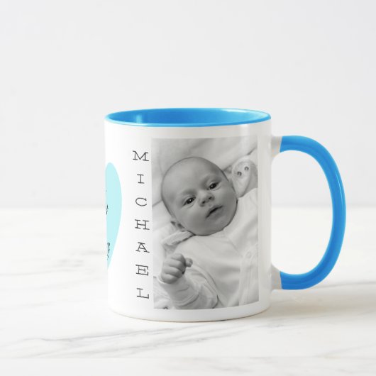 Personalisiert Baby Foto Blue Handtasche Kaffee Ta Tasse (Rechts)