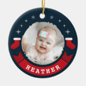 Personalisiert Baby Foto Erste Weihnachten Keramik Ornament (Vorne)
