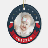 Personalisiert Baby Foto Erste Weihnachten Keramik Ornament (Links)