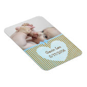 Personalisiert Baby Foto Magnet Brown & Blue Strip (Rechte Seite)