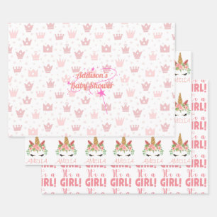 Personalisiert Baby Girl Baby Dusche Geschenkpapier Set