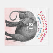 Personalisiert Baby Girl Birth Record Stats Elepha Fleecedecke (Vorderseite (Horizontal))