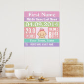 Personalisiert Baby Girl Birth Stats Poster (Küche)