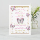 Personalisiert Baby Girl Butterfly Babydusche Einladung (Stehend Vorderseite)