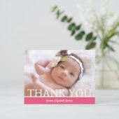 Personalisiert Baby Girl Dankeschön Card - 4.25 x Ankündigungspostkarte (Stehend Vorderseite)
