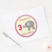 Personalisiert Baby Girl Elephant Month Stickers (Umschlag)