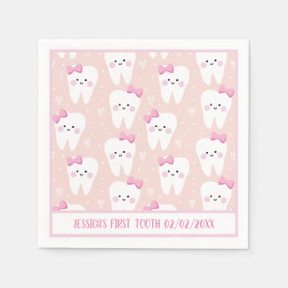 Personalisiert Baby Girl First Tooth Paper Napkin Serviette