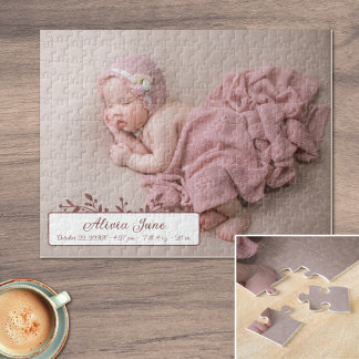 Personalisiert Baby Girl Foto Geburtsankündigung Puzzle