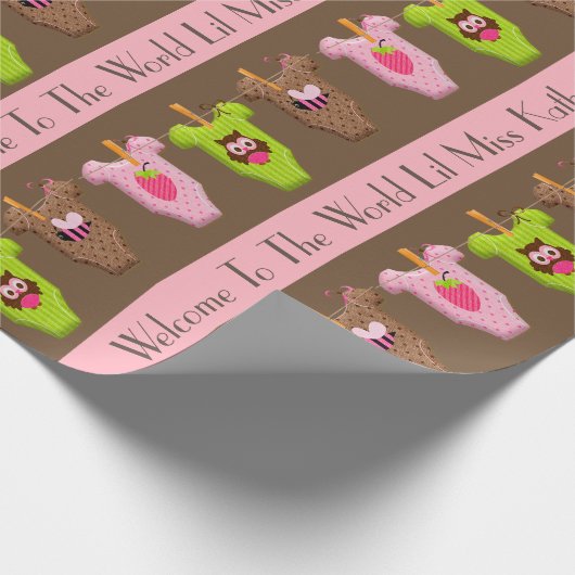 Personalisiert Baby Girl Geschenkpapier (Ecke)