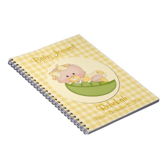 Personalisiert Baby Girl in Pod Lemon Baby Journal Notizblock (Rechte Seite)