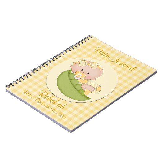 Personalisiert Baby Girl in Pod Lemon Baby Journal Notizblock (Linke Seite)