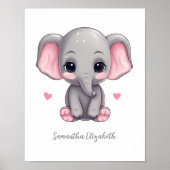 Personalisiert Baby Girl Kinderzimmer Pink Gray El Poster (Vorne)