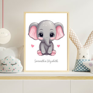 Personalisiert Baby Girl Kinderzimmer Pink Gray El Poster