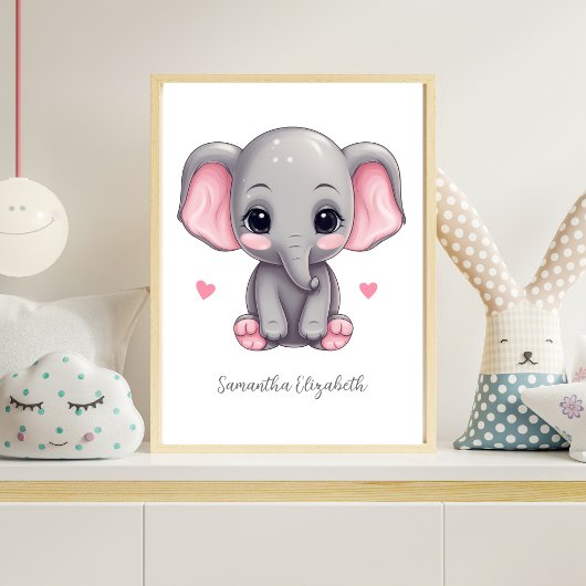 Personalisiert Baby Girl Kinderzimmer Pink Gray El Poster
