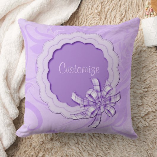 Personalisiert Baby Girl Lilac Scallop Rahmenkisse Kissen (Decke)
