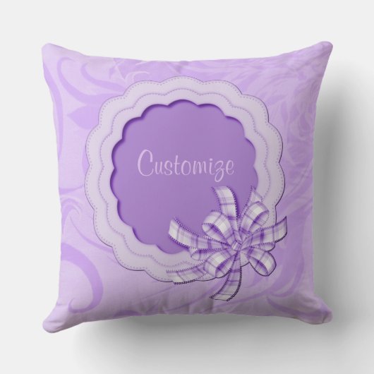 Personalisiert Baby Girl Lilac Scallop Rahmenkisse Kissen (Rückseite)