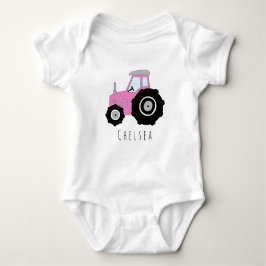 Personalisiert Baby Girl Pink Farm Traktor mit Nam Baby Strampler