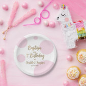 Personalisiert Baby Girl Pink Taufe & Gold Custom Pappteller (Party)